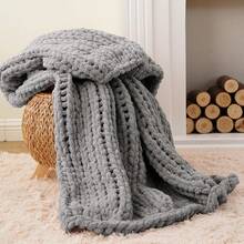 Battilo Beige Chunky Knit Throw Blanket, Soft And Thick Chenille Throw Blanket, 50x60 Handmade Knit Crochet Blanket, Cozy Knot Knitted Throw Blankets Couch Home Decor, Taupe - Xám - Xem 8
