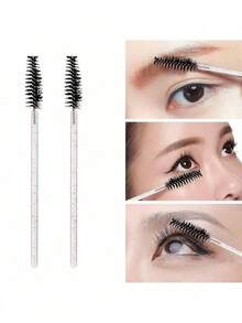Bộ 200/100/50/10 cọ chải mi, cọ chải mascara (có hộp đựng), cọ chải lông mày dùng một lần, cọ nối mi, cọ chải lông mày, cọ thoa dầu thầu dầu (dạng bột pha lê), quà tặng kèm theo. - màu đen - Xem 6
