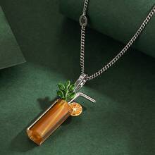 1件时尚亚克力3D橙汁饮料杯吊坠项链，适合女性日常佩戴 - 橙汁飲料杯吊墜項鍊 - 查看 2