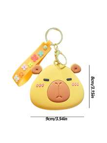 1 PC Chic Mini Capybara Coin Purse With Keychain - Silicone, Multifunctional Zipper Lipstick Holder, Cute Cartoon Design For Girl, Coin Purse, Student Backpack Decoration, Mini Bag Charm, Unique Phone Accessory, Suitable For Ladies' Wallets And Phone Accessories, Gift For Friends, Party Accessory, Car Pendant, Female Gift - Multicolor - View 13