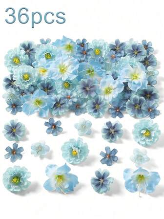 36pcs Artificial Flower Set, Handmade Material Package, Daisies, Dahlias, Roses, Artificial Flowers, Wedding Party DIY Home Decoration, Graduation Hat Decoration, Hair Accessory, Party Decorations, Decorative Flowers, Handmade Flowers, Wedding Stylist, Wedding Bouquet, Table Center Decorations, Party Decorations