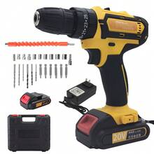 Juego de destornilladores eléctricos multifuncionales para el hogar taladro manual recargable inalámbrico 3 en 1 - Amarillo - Ver 4