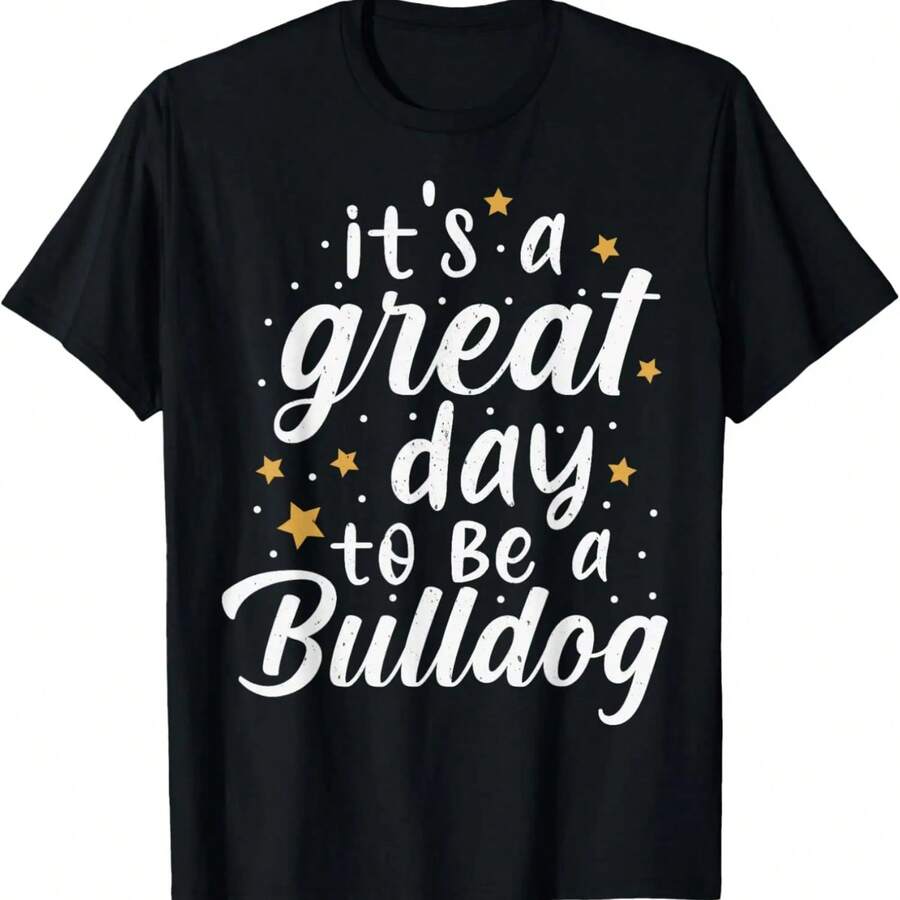 Bulldogs School Sports Fan Team Spirit Great Day T-Shirt - Negro - Ver 1