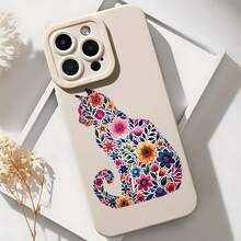 2026 nueva funda de teléfono esmerilada, funda de teléfono con patrón floral de gato para iPhone 17 14 13 12 11 Pro Max  Galaxy S23 S22 S21 S20 S10 Plus funda de protección para teléfono, funda de pareja, regalo para novio novia, regalo de vacaciones - Negro - Ver 6