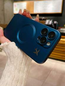 Phone Case Minimalist Matte Magnetic Metal Aircraft Style Shockproof Phone Case Protector Compatible With Iphone 11/12/13/14/15/16/17 Pro AMX/Apple Air Waterproof Anti-Fall Scratch Resistant - Dark Blue - View 4