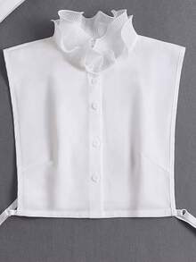 Áo sơ mi nữ cổ cao xếp ly, cổ giả nửa thân có thể tháo rời, phụ kiện đa năng cho trang phục mùa thu/đông. - Cổ chữ V màu trắng có viền xếp nếp - Xem 5