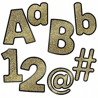 HAWTCarson Dellosa 219 Piece 4 Inch Gold Glitter Bulletin Board Letters For Classroom Alphabet Letters Numbers Punctuation And Symbols Cut Out Letters For Bulletin Board