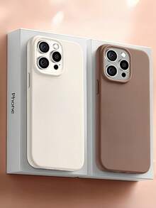 New Luxury Shock-Absorbing Soft Beige Phone Case, Compatible With 17/16/15 Pro/14 Plus/13/12/11/17 Pro Max/Air, Anti-Fall Smooth, Anti-Shock Design, Fashion Minimalist, Skin-Friendly Material.
