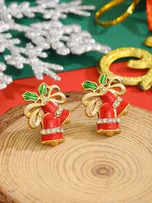 1pair Christmas Series Snowflake Stud Earrings For Kids Delicate Cute Christmas Party New Year Gift - Multicolor - View 3