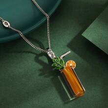 1件时尚亚克力3D橙汁饮料杯吊坠项链，适合女性日常佩戴 - 橙汁飲料杯吊墜項鍊 - 查看 1