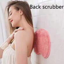 2件套二合一去角质磨砂膏，背部按摩刷，硅胶身体磨砂刷，带吸盘壁挂式设计，深层清洁去角质，适用于淋浴，成人使用，粉色足部护理 - 彩色 - 查看 5
