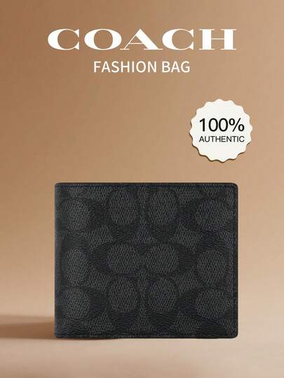 Coach 男士真皮钱包 三合一时尚折叠钱包 RFID 屏蔽钱包 带 ID 窗口的钱夹钱包 商务钱包，带可拆卸内胆和八个信用卡槽