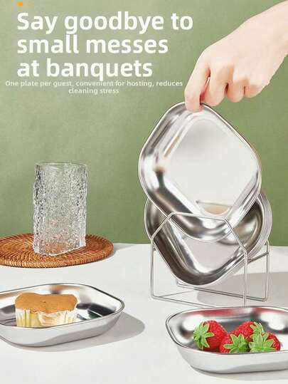 6 Inch (15CM) Heavy-Duty Stainless Steel Bone Dishes - Oil-Proof Food Scrap Trays, Versatile Snack Plates For Dining Table & Kitchen Cleanup