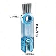 1 Piece 3-In-1 Multifunctional Kitchen Cup And Bottle Cleaning Brush - Mini Cup Lid Cleaner With Grooves And Crevices - Green, Grey And Blue - And Convenient