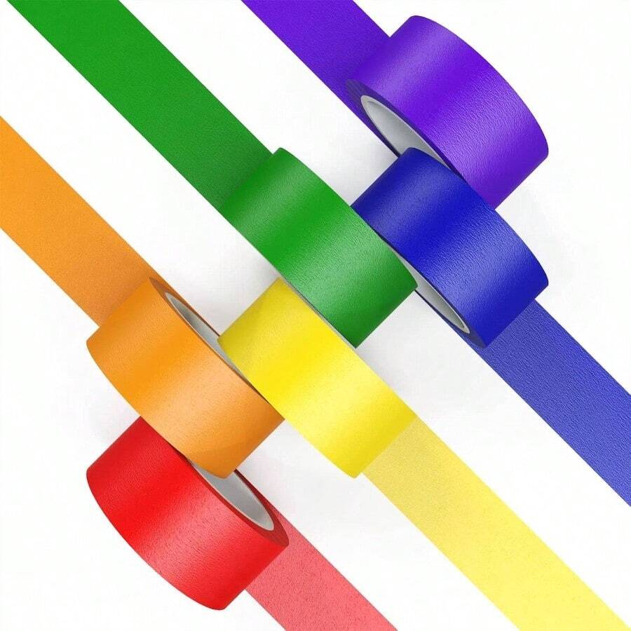 Colored Masking Tape, Color Painters Tape, 9 Rolls 1 Inch Widex 19. Yards Each, Colorful Paper Tapes Colors Labeling Packing, Painter Tape Variety Pack, Tape - 6種顏色,1吋 x 14.3碼 - 查看 1