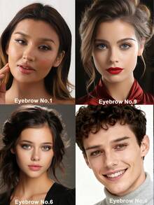 （4片/套）10款3D逼真毛发状眉毛纹身贴纸，防水眉妆临时纹身贴纸，适合不同妆容和脸型，持久自然，可用于日常妆容或眉毛整形手术 - 黑色 - 查看 2