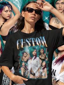 Custom Your Own Bootleg Idea Here Personalized Rapper Oversized Shirt Insert You Designs Persnlzd Gi - 黑色 - 查看 1