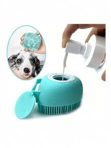Pet Silicone Bath Brush - Cleaning And Massaging Dual Function, Soft Double-Sided Design, Elastic Bath Brush - Multicolor - View 1