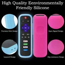 AWYY2Pack Universal Remote Cover For Roku TV Silicone Protective Controller Sleeve For Roku Express 4K+ 2021 Roku Streaming Stick+ Roku  Hisense Case With Lanyards Glow BlueandRose Red Not Glow - GlowBlueRoseRed - Xem 3