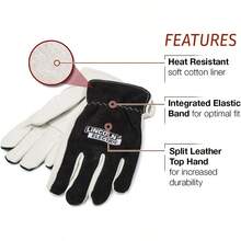 Lincoln - Guantes de piel para soldadores eléctricos piel de grano superior y partido Forro de algodón extragrande K3770-XL blancoWelding Gloves - Blanco - Ver 2