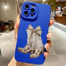 2026 nueva funda de teléfono esmerilada, funda de teléfono con estampado de botas de vaquera y lazo para iPhone 17 14 Pro Max 13 12 11 Xs Xr X  Galaxy S23 S22 S21 S20 S10 S9 S8 Plus, funda de teléfono para pareja, regalo para novio y novia, regalo de San Valentín, regalo de cumpleaños - Blanco antiguo - Ver 4
