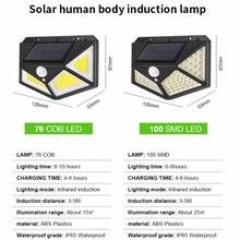100 LED Solar Lights, 3 Working Modes, Solar Powered Security Lights, Motion Sensor Lights, Wireless IP65 Waterproof, Suitable For Garden Fence, Patio And Garage Platform - Multicolor - View 8