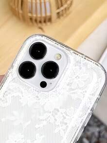 1 chiếc ốp lưng điện thoại TPU trong suốt, họa tiết hoa ren trắng, có túi khí, bảo vệ toàn diện, chống rơi vỡ, thời trang, tương thích với iPhone 16 15 14 13 12 11 Pro Max, S25/24/23/22/21 Ultra, A55/54/53/52/51/33 - Nhiều màu - Xem 4