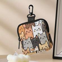 Mini Coin Purse Cat Dog Print Lightweight Wallet Durable Portable Zipper Storage Bag Friends Gift