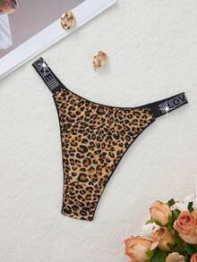 3 CÁI/GÓI Quần lót trơn họa tiết da báo in họa tiết da báo đính đá lấp lánh cho nữ, Rave - Nhiều màu - Xem 2