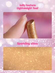 USHAS Eyeshadow Highlighter Stick, 6 Colors Available, Fine Shimmer Highlighter, Jelly Texture, Smooth Application, Long-Lasting, Stick Design For Easy Carry And Use, Suitable For Daily, Festival, Party Makeup - #05 Bụi kim cương sâm panh - Xem 4