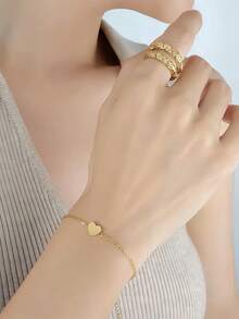 1pc/2pcs Elegant & Simple Heart Necklace And Bracelet Set For Women - Perfect For Casual Attire Or Party Gift