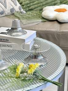 1个银色高透明托盘，多功能水果盘，适用于餐桌装饰、家居厨房餐盘 - 銀色高腳透明板 - 查看 9