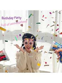 10/15/20个装炫彩五彩纸屑炮 - 彩色PET塑料派对装饰品，带星星、爱心和砰砰声设计，适用于婚礼、生日、圣诞节、新年、万圣节 - 嘉年华派对用品及礼品，派对装饰用品，庆典必备，趣味图案，最佳选择