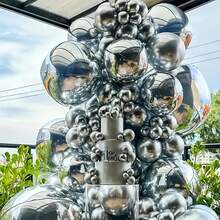 10个银色4D气球，适合新年、生日、情人节装饰