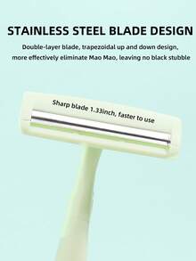2pcs Professional Stainless Steel Precision Eyebrow Razor & Face Trimmer, Suitable For Beginners (Male & Female) - Includes 1 Replacement Blade, Protective Cap & Easy-To-Use Design, For Accurate Shaving, Eyebrow Shaping & Grooming - Portable Manual Tool For Home & Travel, Personal Beauty Accessory | Replaceable Blades, Precise Shaping Tool - Mint Green - View 5