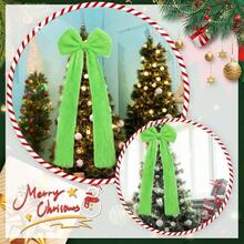 Large Christmas Tree Bow Ornament Plush Green Bow Decoration Holiday Tree Topper And Party Decor - Olive Green - View 4