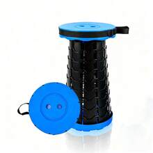 Portable Folding Cylindrical Stool, Folding Stool, Telescopic Stool, Travel Stool. Sturdy And Lightweight, Height-Adjustable With A Handle. Suitable For Fishing, Hiking, Outdoor Camping, Barbecues And Other Outdoor Activities. (Colors: Blue, Cyan, Purple, Pink) - 藍色 - 查看 2