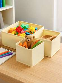 1/3pcs Beige Non-Woven Fabric Drawer Organizer Boxes – Multi-Functional Storage For Clothes, Toys, Accessories, And Desk Essentials; Ideal For Wardrobe, Shelves, Closet Organization, And Storage Set; Lightweight, Breathable, And Stackable Drawer Bins With Smooth Edges; Protects Items From Dust, Keeps Drawers Neat, Easy Access, Compatible With Various Drawer Sizes, Best For Home, Dorm, And Office Use - Beige - View 5