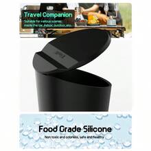 C1211Car Tras  Wit Lid Small Cup Older Door Pocket Garbage  Bin Tras Container Fi Auto Ome Office Black 1 PackCar Trash Can - Black - View 2