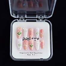 Hình dạng móng tay độc đáo hoàn toàn mới 10 miếng dán móng tay hình quả hạnh nhân kiểu Pháp thanh lịch màu ombre liền mạch với họa tiết bướm, hoa hồng và đá giả, móng tay giả 3D có thể tái sử dụng phù hợp cho bé gái/quý cô, diễn viên, biểu diễn sân khấu, lễ hội, tiệc tùng, đám cưới, trang phục hàng ngày, có 3 kích cỡ cho đồ dùng làm móng - Nhiều màu - Xem 3