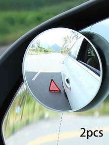 2pcs 360° Rotating Frameless Car Rearview Blind Spot Mirrors, Silver - Blind Spot Mirror - View 4