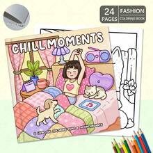 Entspannungsmoment' Malbuch für Erwachsene und Jugendliche, zeigt warme Szenen von Mädchen, Jungen und Haustieren in entspannenden Momenten (süß und leicht zu kolorieren), ein ideales Geschenk für Freunde, Paare und Familie, auch eine tolle Wahl für Schul- und Lernbedarf - Entspannungszeit - Übersicht 6