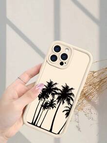 Funda de teléfono TPU con estampado de palmeras tropicales para iPhone X XS 11 12 13 14 15 16 y , estilo playero para jóvenes - Beis - Ver 4