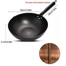 32cm Pure Iron Wok Non Coated Cast Iron Pan For Gas Induction Cookers UK - Black - View 10