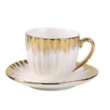 90-100ml/3.1-3.3oz Luxury Gold-Plated Ceramic Coffee Cup & Saucer Set, Suitable For Espresso, Turkish Coffee, Americano, Latte - Type C - View 8