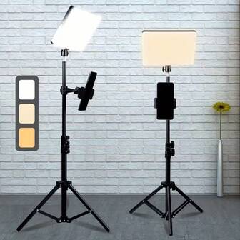 10-Inch Large Flat LED Light With Adjustable Height Tripod - 109.98cm Height, USB Powered, 36V, 10W, 2800K Color Temperature, 120° Wide Angle, Dimmable, Photography Lighting | Modern Lighting Design | Durable Lighting Fixture