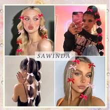 30Pcs Hot Pink Hair Bows Cute Bows Hair Valentines Small Silk Satin Hair Ribbons Girls Sweet Bow Hair Clips Non Slip Bowknot Hair Barrettes Hair Accessories Women Teens Girlsvalentine's Day MQQ3 - 綠色 - 查看 2
