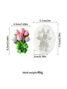 3D菊花立体压花模具，柔韧硅胶材质，耐热无异味，多用途DIY烘焙/蜡烛/树脂制作工具，母亲节/情人节家居装饰必备品 - 白色 - 查看 17