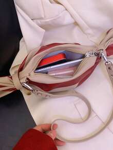 Women's PU Leather Christmas Colorblock Striped Candy Shaped Crossbody Bag, Metal Chain Cute Cartoon Holiday Purse - Multicolor - View 5