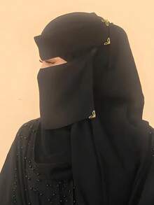 1 chiếc khăn che mặt nhỏ đính đá hoa văn dành cho nữ, khăn trùm đầu Hồi giáo Trung Đông, nhẹ, thoáng khí, màu đen, đa năng. - Khăn voan đính đá nhiều màu - Xem 5